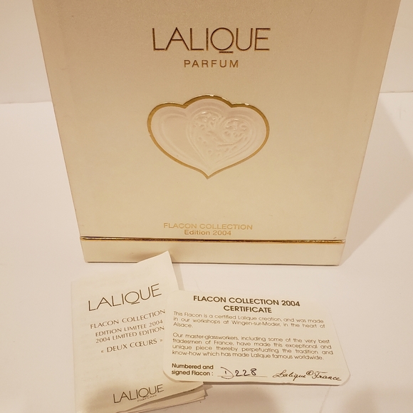 Authentic LALIQUE DEUX COEURS 2004 Crystal Limited Edition Hearts perfume Flacon - Picture 13 of 17